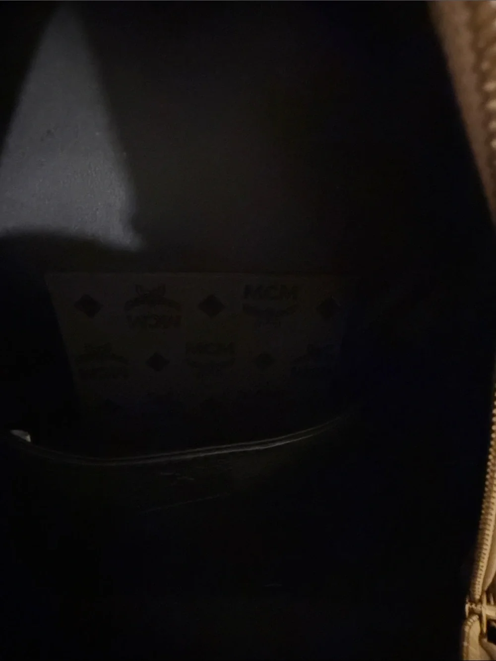 MCM Beige Logo Canvas Mini Backpack with Gold Plaque